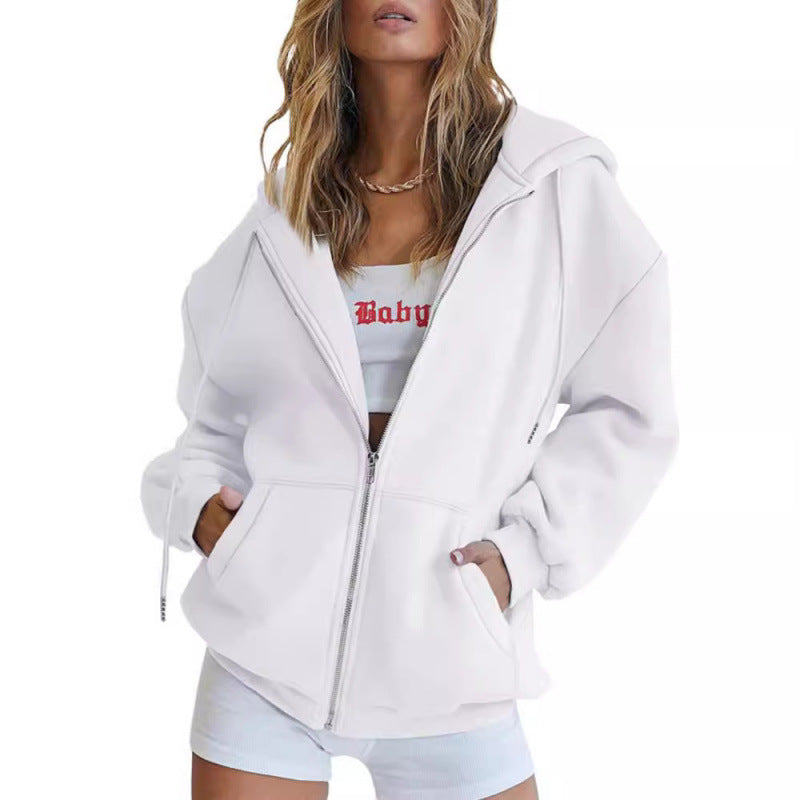 Damen Oversize Hoodiejacke mit hohen Kragen