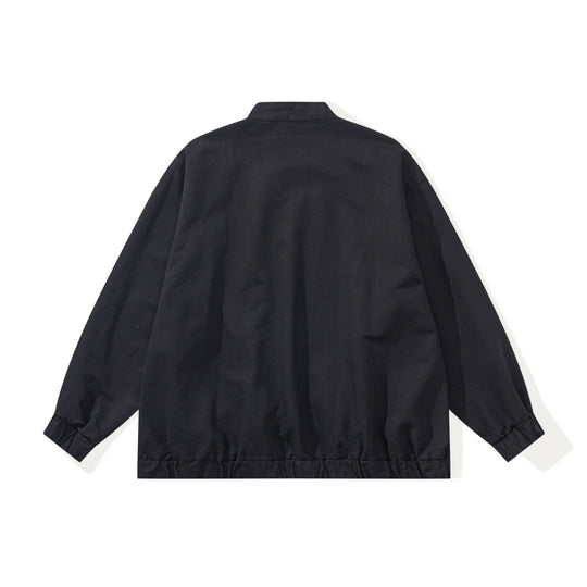 Unisex Kastig geschnittene Canvas‑Zipjacke mit Stehkragen, Tunnelzugsaum und Utility‑Taschen Shop Nory