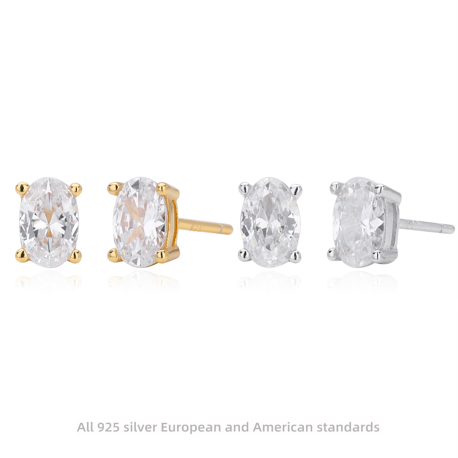 Damen Ohrstecker mit elegantem ovalem Zirkon und hochwertigem 925 Sterling Silber Shop Nory