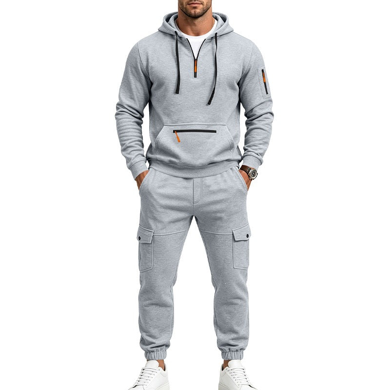Herren Cargo-Jogging-Set mit Kapuze, halbem Reißverschluss und Mehrfachtaschen Shop Nory