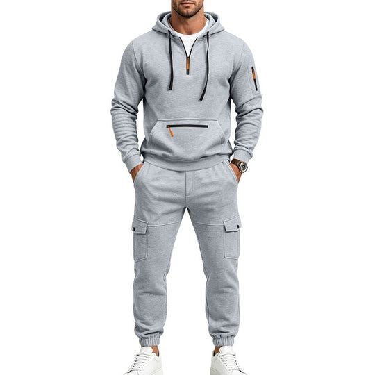 Herren Cargo-Jogging-Set mit Kapuze, halbem Reißverschluss und Mehrfachtaschen Shop Nory