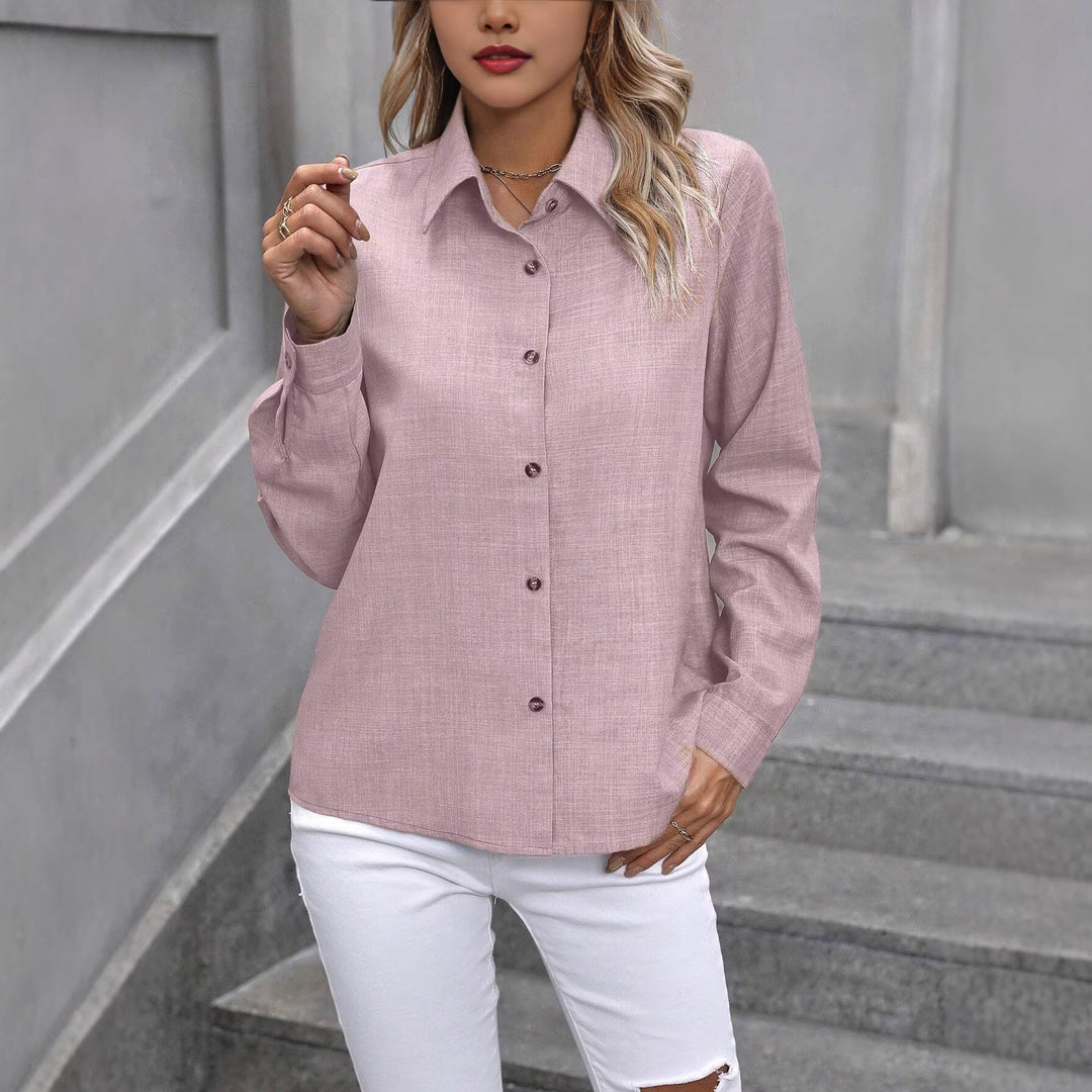 Damen Leichte Hemdbluse aus Leinenoptik mit klassischem Kragen und geradem Schnitt Shop Nory