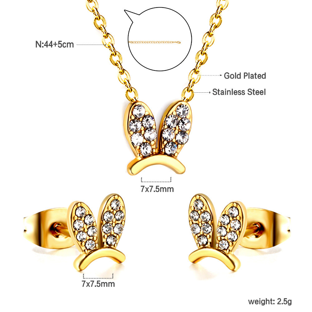 Damen Schmuckset mit bunnyförmigen Ohrsteckern und passende Halskette Shop Nory