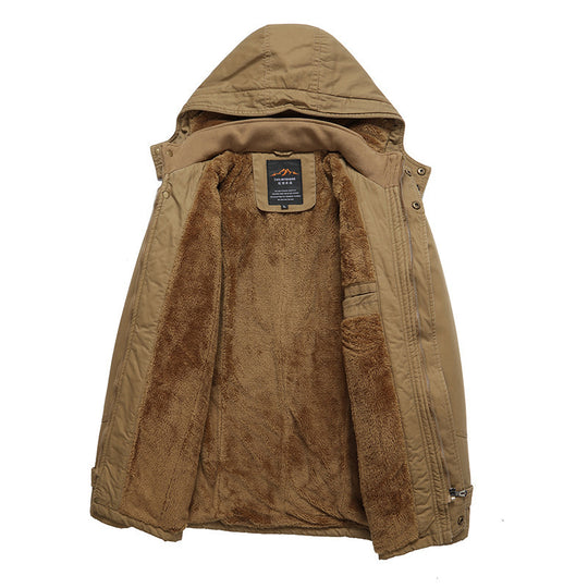 Herren gefütterter Fieldparka mit Kapuze, kuscheliger Fleece-Innenfütterung und Multifunktions‑Taschen Shop Nory
