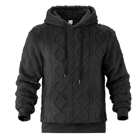 Herren Teddy-Fleece-Hoodie mit diamantstruktur, gefütterter Kapuze und weichen Rippbündchen Shop Nory