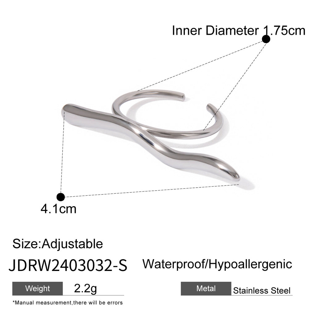 Damen Offener Ring mit modernem, geschwungenem Design und Zirkonia-Akzent Shop Nory