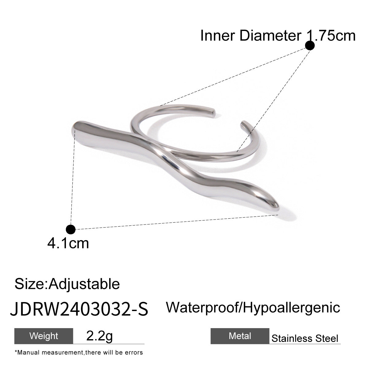 Damen Offener Ring mit modernem, geschwungenem Design und Zirkonia-Akzent Shop Nory