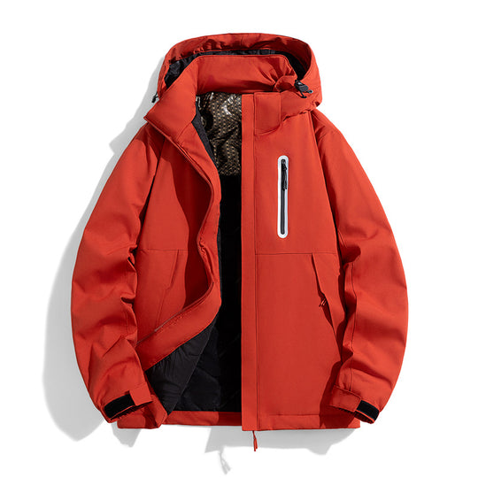 Herren wasserabweisende gesteppte Winterjacke mit Kapuze, thermischer Isolierung und reflektierender Brusttasche Shop Nory