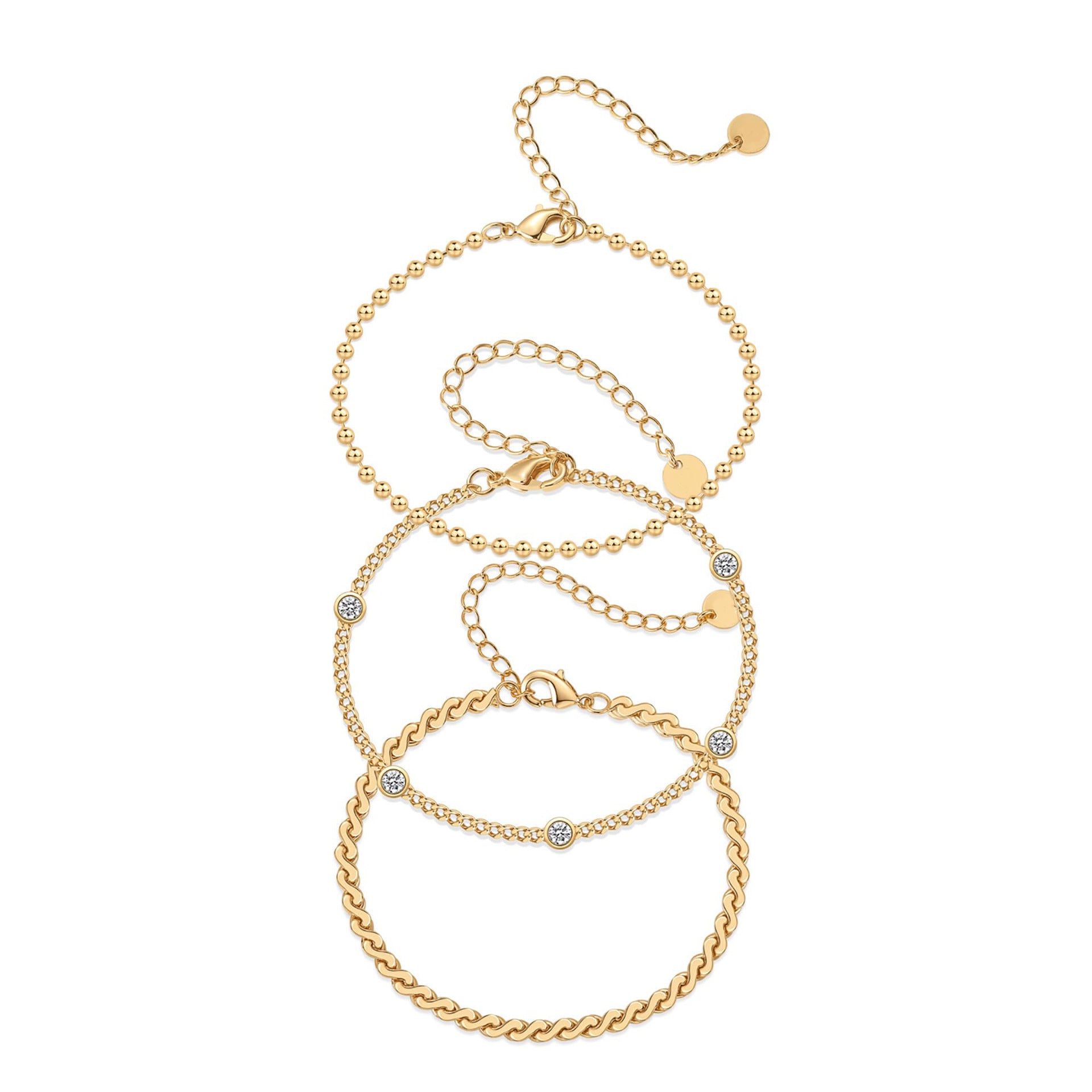 Damen Fußkettchen-Set mit eleganten Zirkonia-Akzenten Shop Nory