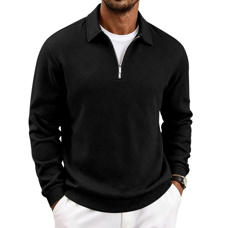 Herren Halbzip-Strickpullover mit geometrischer Struktur und Stehkragen Shop Nory