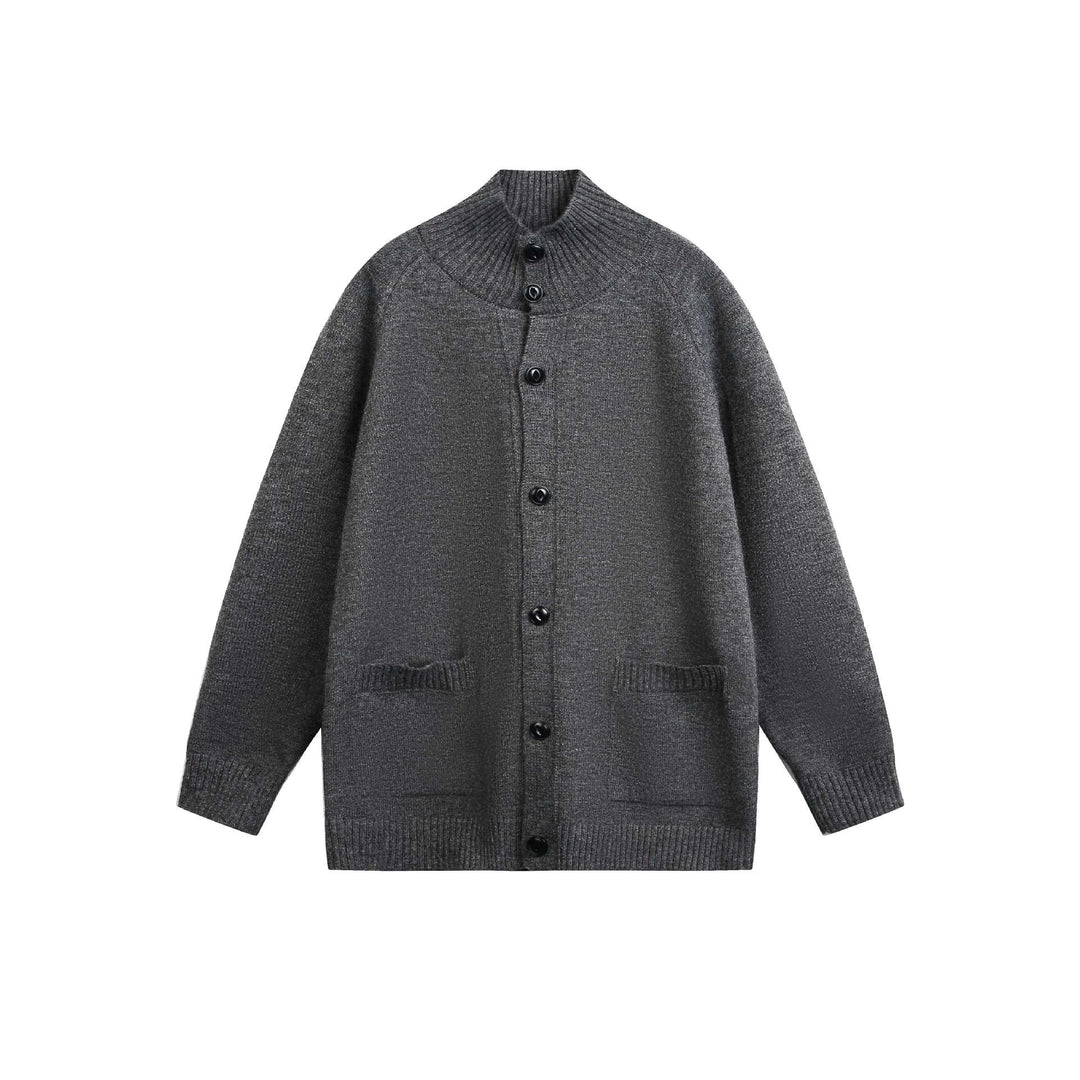 Unisex Cardiganjacke mit hohem Rippkragen, durchgehender Knopfleiste und Eingrifftaschen Shop Nory