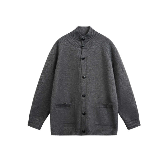 Unisex Cardiganjacke mit hohem Rippkragen, durchgehender Knopfleiste und Eingrifftaschen Shop Nory