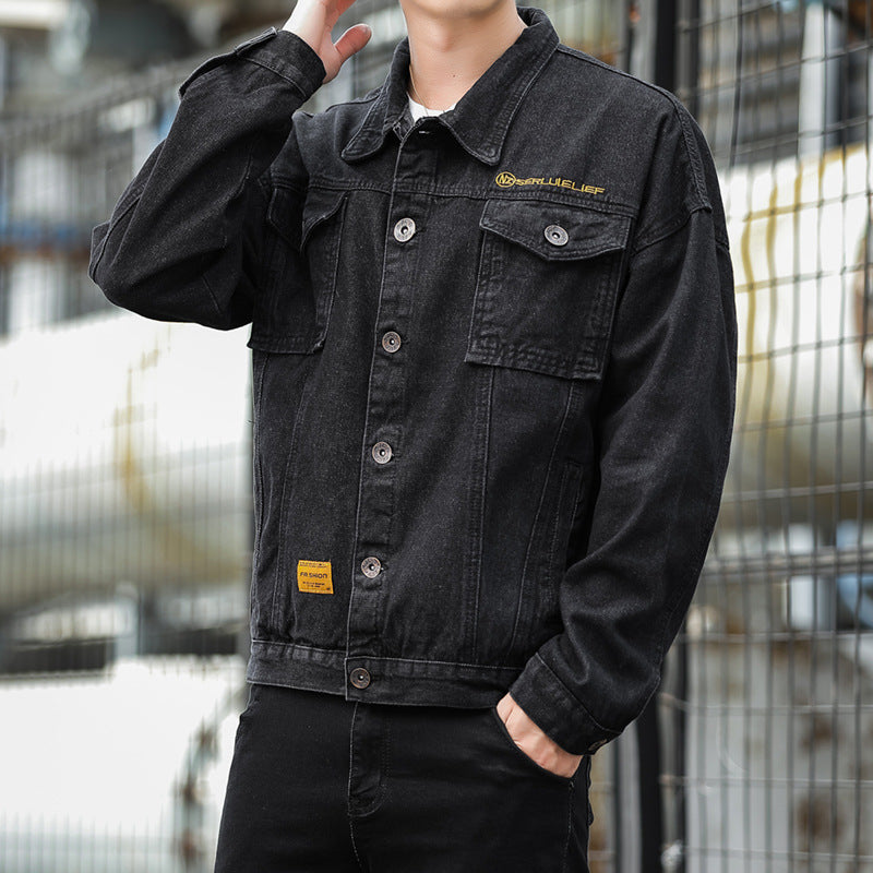 Herren Denimjacke im lässigen Stil mit funktionalen Pattentaschen und robustem Design
