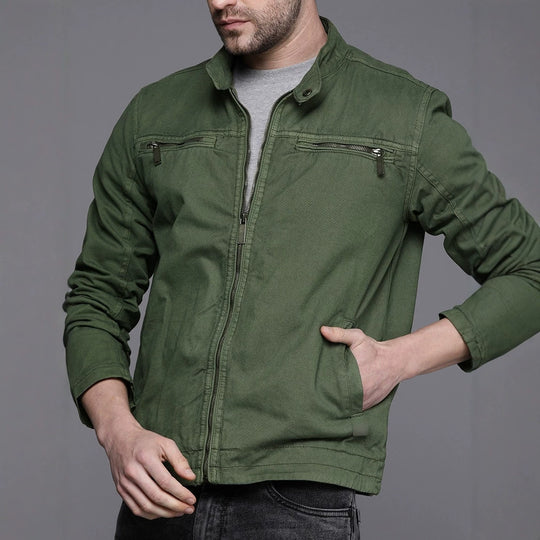 Herren Modische Übergangsjacke mit Reißverschluss und Taschen