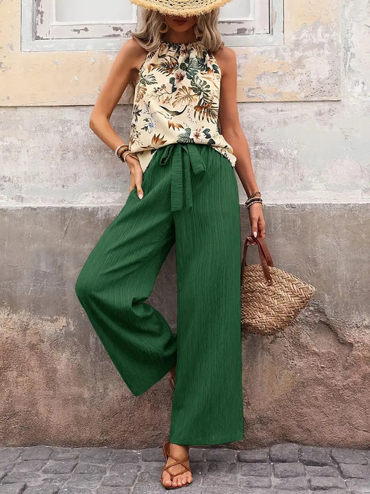 Damen weite Leinenhose mit Kordelzug und Faltenoptik Shop Nory