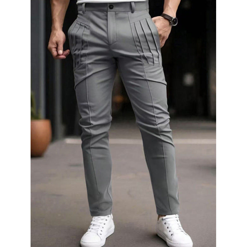 Herren stylische Slim-Fit Anzughose mit plissiertem Design