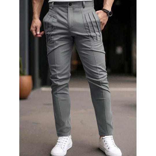 Herren stylische Slim-Fit Anzughose mit plissiertem Design