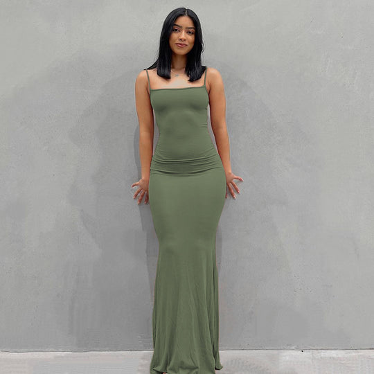 Damen Körperbetontes Maxi‑Jerseykleid mit taillierter Drapierung, langen Ärmeln und ausgestelltem Saum Shop Nory