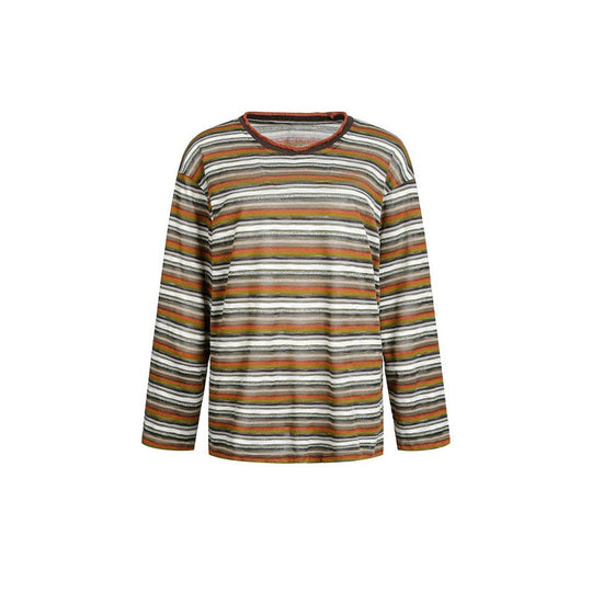 Damen Gestreiftes Feinstrick-Langarmshirt im Relaxed-Fit mit Rundhals Shop Nory