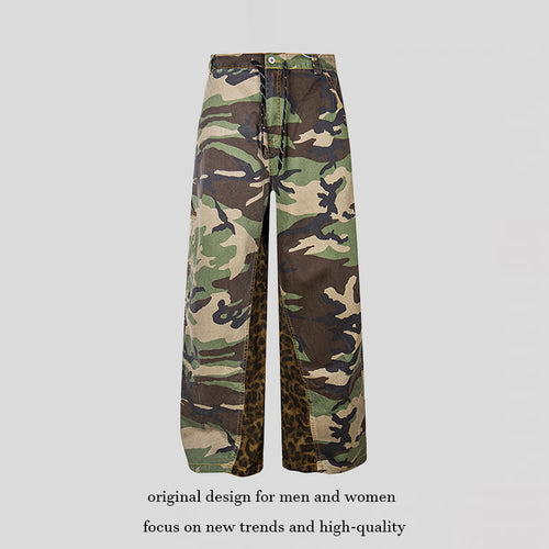 Damen Weite Cargo-Culottehose mit Camouflage-Print und Leoparden-Detail Shop Nory