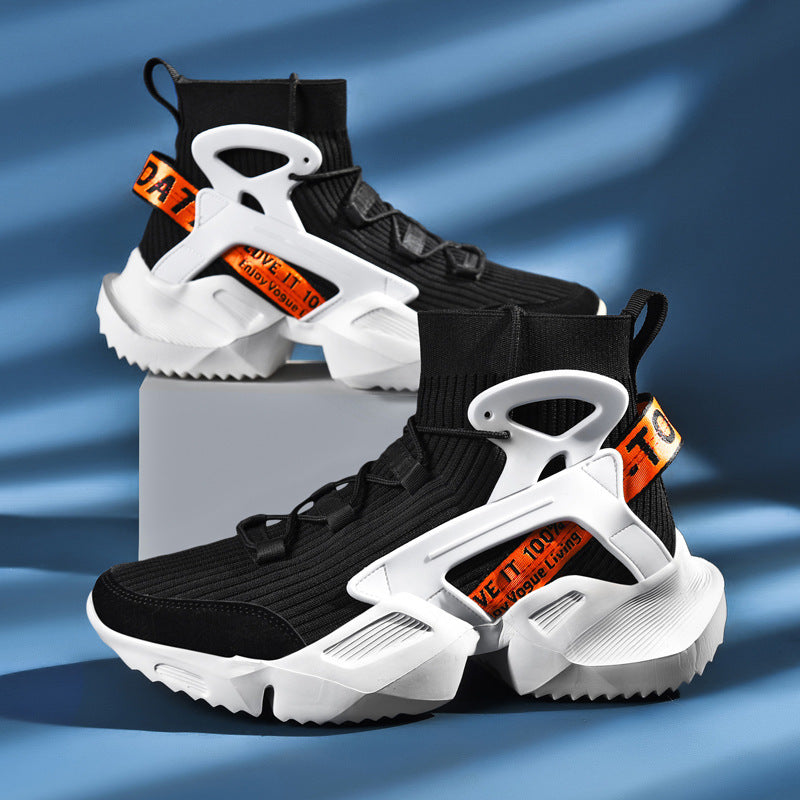Herren Futuristische High-Top Strick-Sneaker mit Exoskelett-Fersenstütze Shopy Nory
