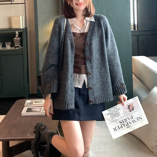 Damen Weicher Grobstrick Cardigan Shop Nory