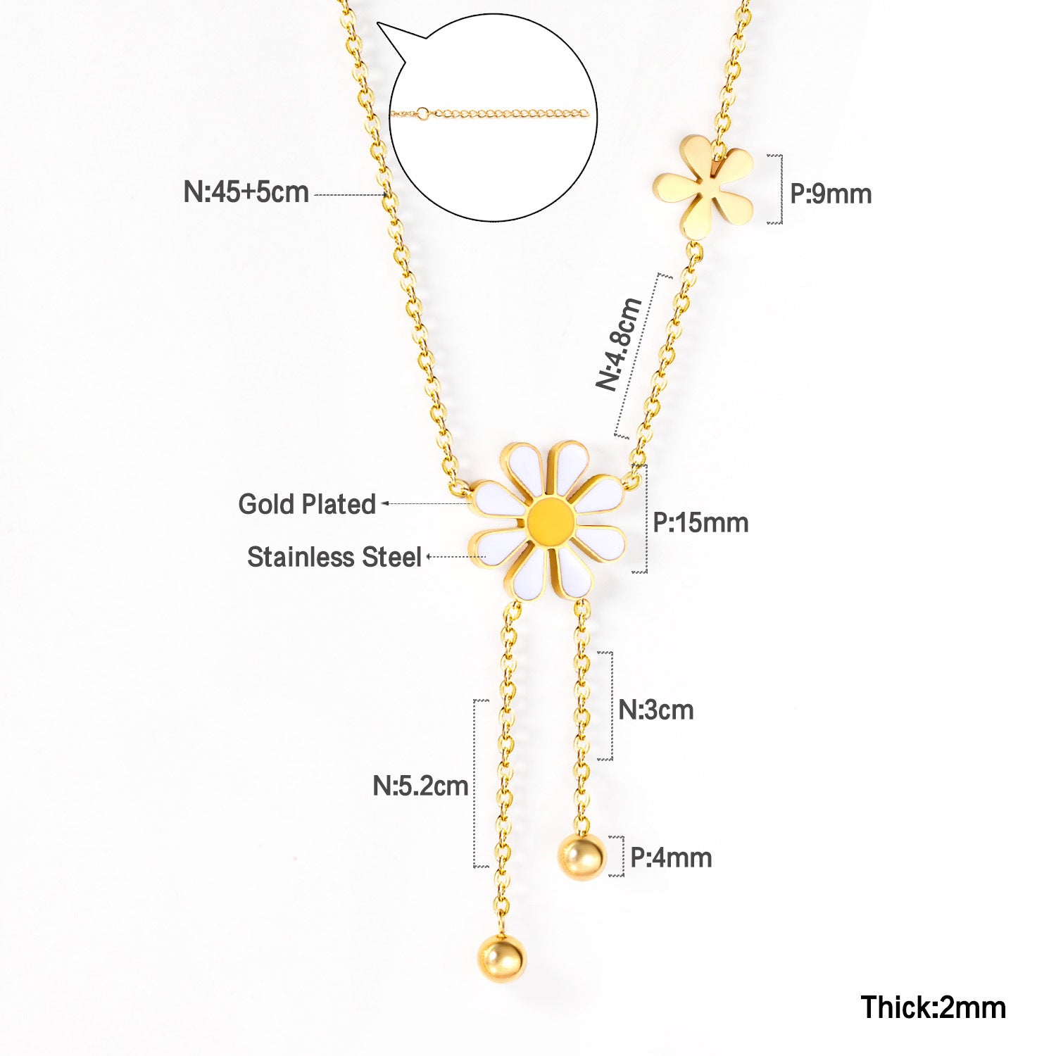 Damen schmückendes Armband mit verspieltem Margaritenmotiv und hochwertiger Edelstahloberfläche Shop Nory