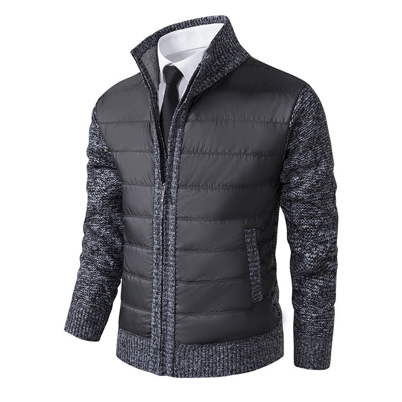 Herren gesteppte Hybridjacke mit modernem Kragen und elastischen Bündchen