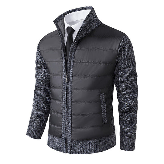 Herren gesteppte Hybridjacke mit modernem Kragen und elastischen Bündchen