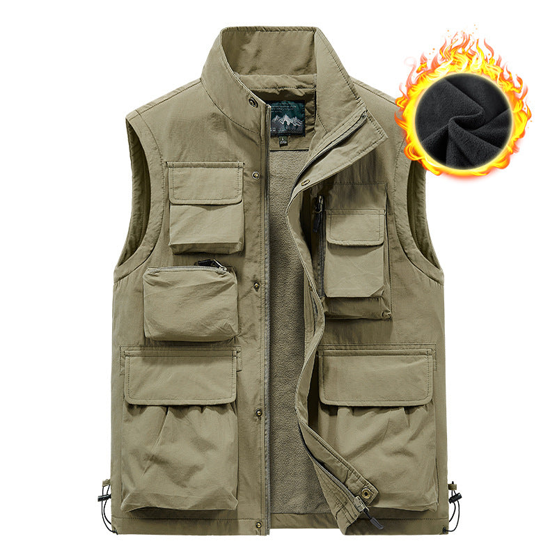 Herren Multifunktionale Outdoor-Utility-Weste mit fleecegefütterter Thermo-Innenlage und Mehrfachtaschen Shop Nory