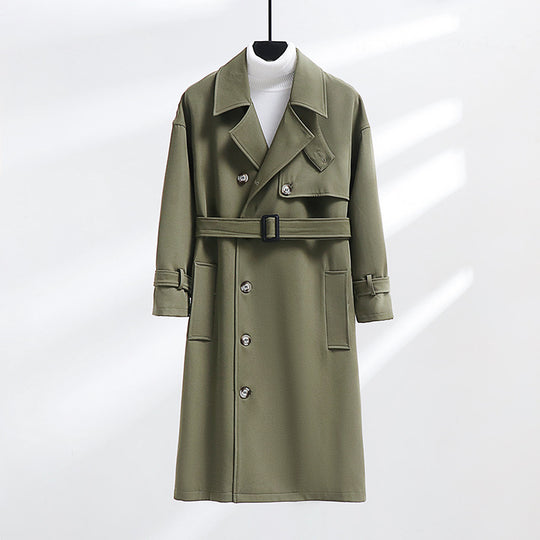 Herren Trenchcoat im modernen Wollmix mit Taillengürtel, Schalkragen und aufgesetzten Taschen Shop Nory