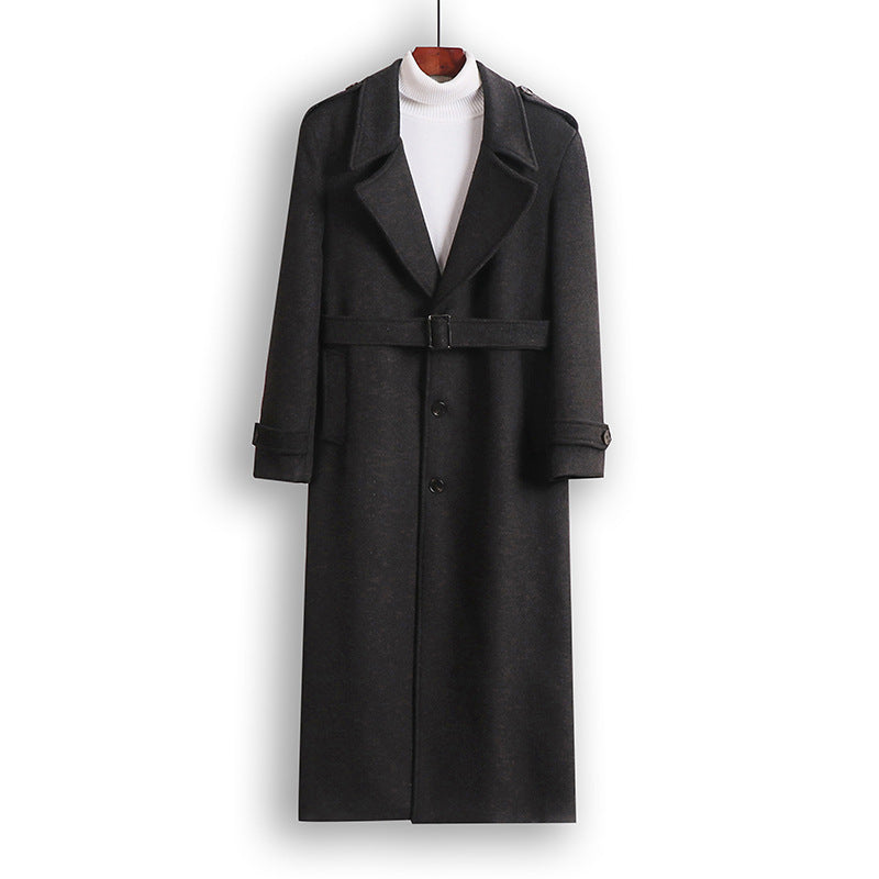 Herren Maxilanger Wollmix-Übermantel mit kastiger Silhouette, Schalkragen und dekorativen Schulterpatten Shop Nory