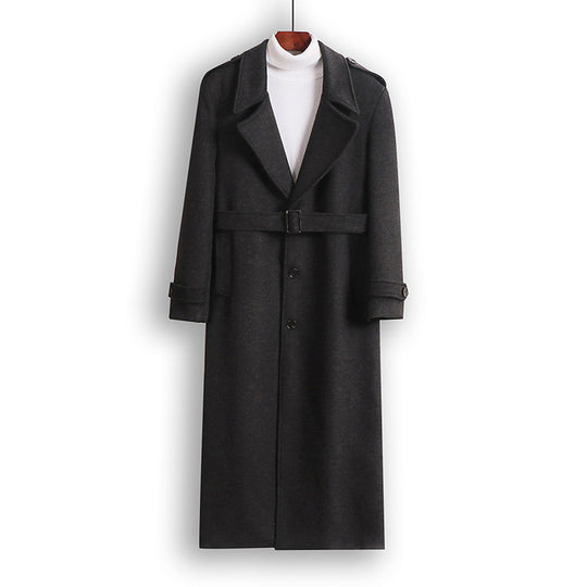 Herren Maxilanger Wollmix-Übermantel mit kastiger Silhouette, Schalkragen und dekorativen Schulterpatten Shop Nory