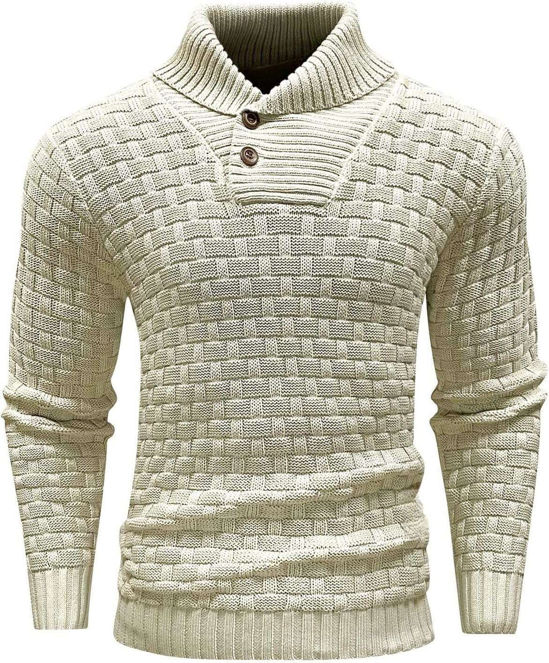 Herren nan strukturierter Strickpullover mit hochschließendem Stehkragen und Zierknopfleiste Shop Nory
