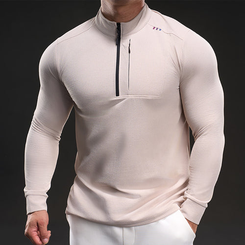 Herren Slim-Fit Thermo-Longsleeve mit Stehkragen und Brustreißverschluss Shop Nory