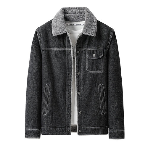 Herren Overshirt-Jacke aus Denim mit Teddyfutter und Sherpa-Kragen Shop Nory