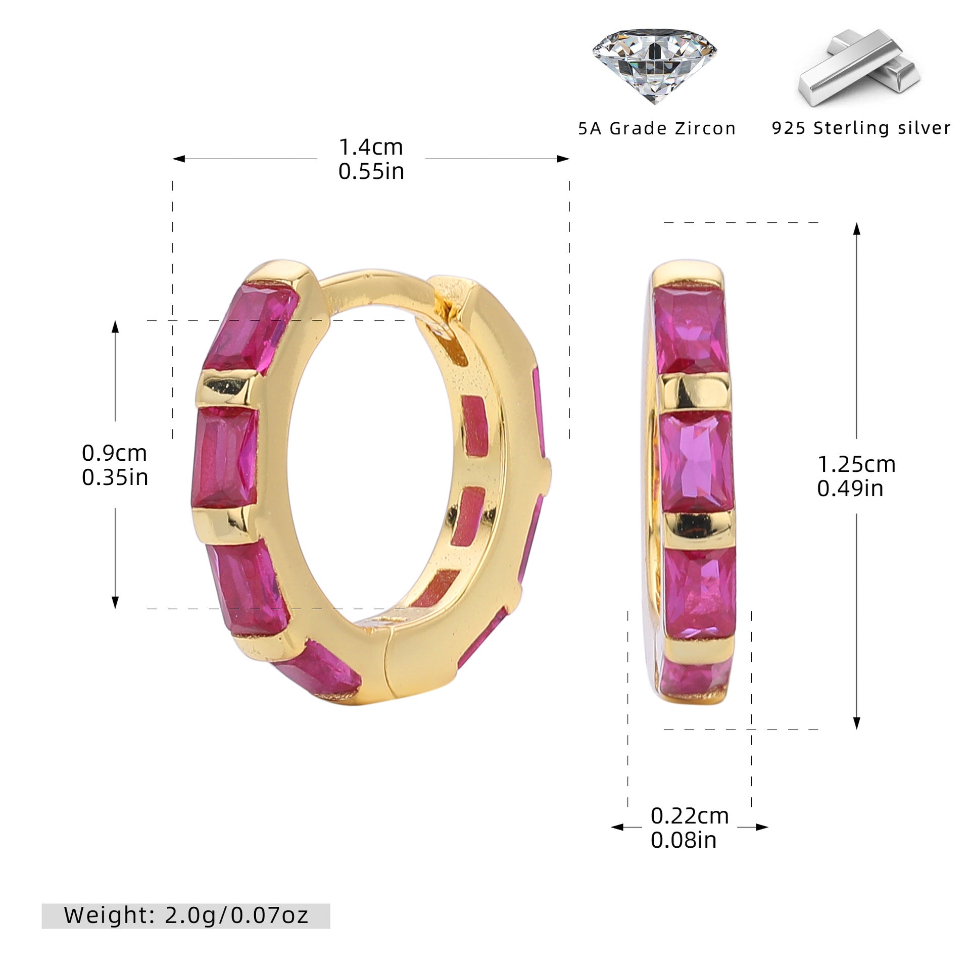 Damen Creolen mit eleganten Zirkon-Akzenten aus 925 Sterling Silber Shop Nory