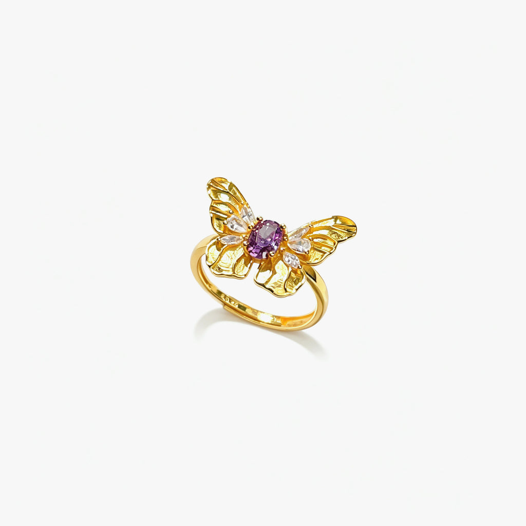 Damen Ring mit kunstvollem Schmetterlingsdesign und funkelnden Zirkonia Shop Nory