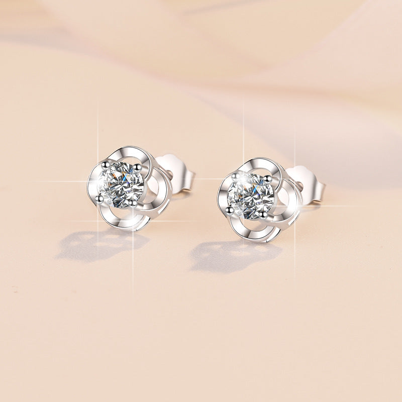 Damen Ohrringe im floralen Design mit buntem Kristall Shop Nory
