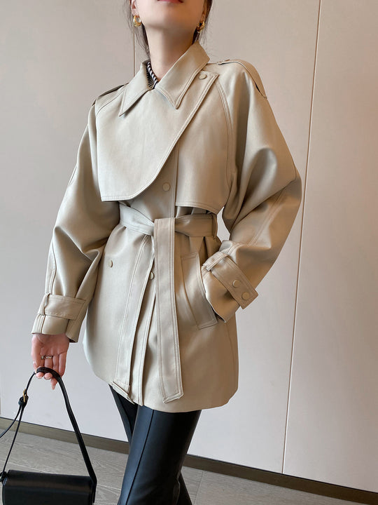 Damen Modernes Trenchcoat mit Taillengürtel Shop Nory