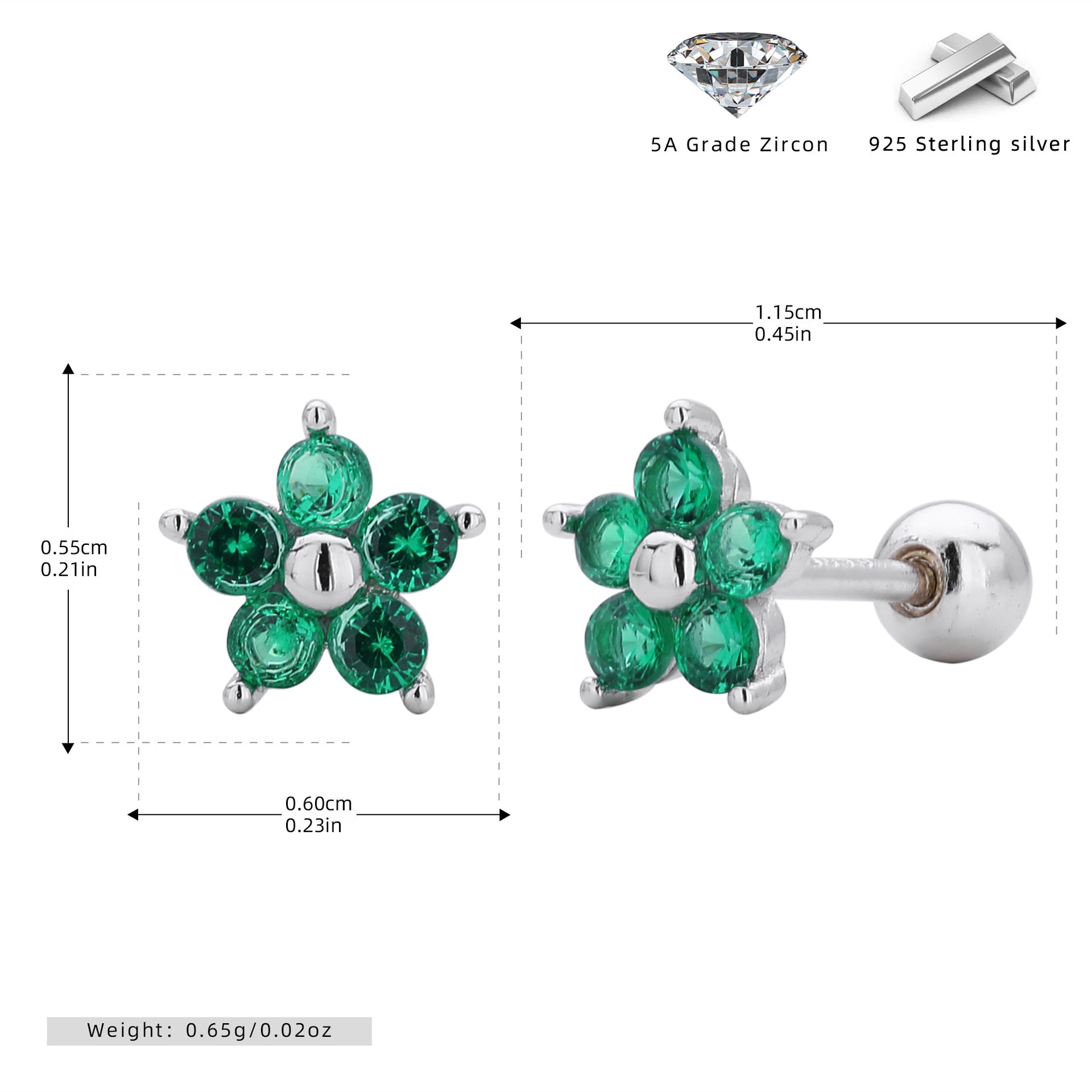 Damen Ohrstecker im floralen Design mit funkelnden Zirkonia Shop Nory