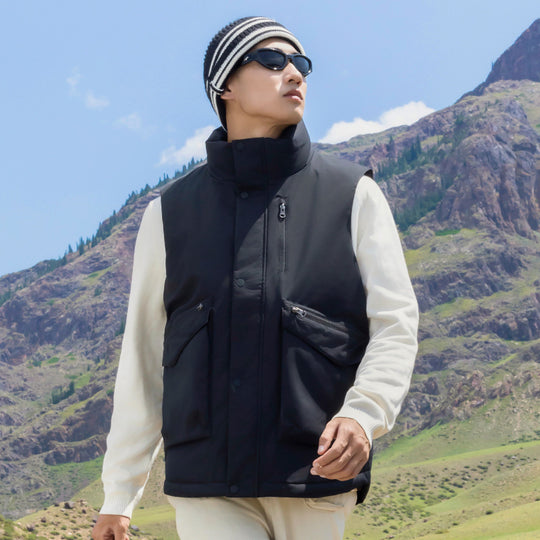 Herren Steppweste mit hohem Stehkragen und multifunktionalen Reißverschlusstaschen Shop Nory