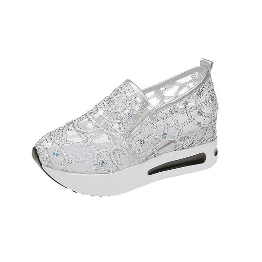 Damen Plateausneaker mit verstecktem Keil und Spitzenbesatz Shop Nory
