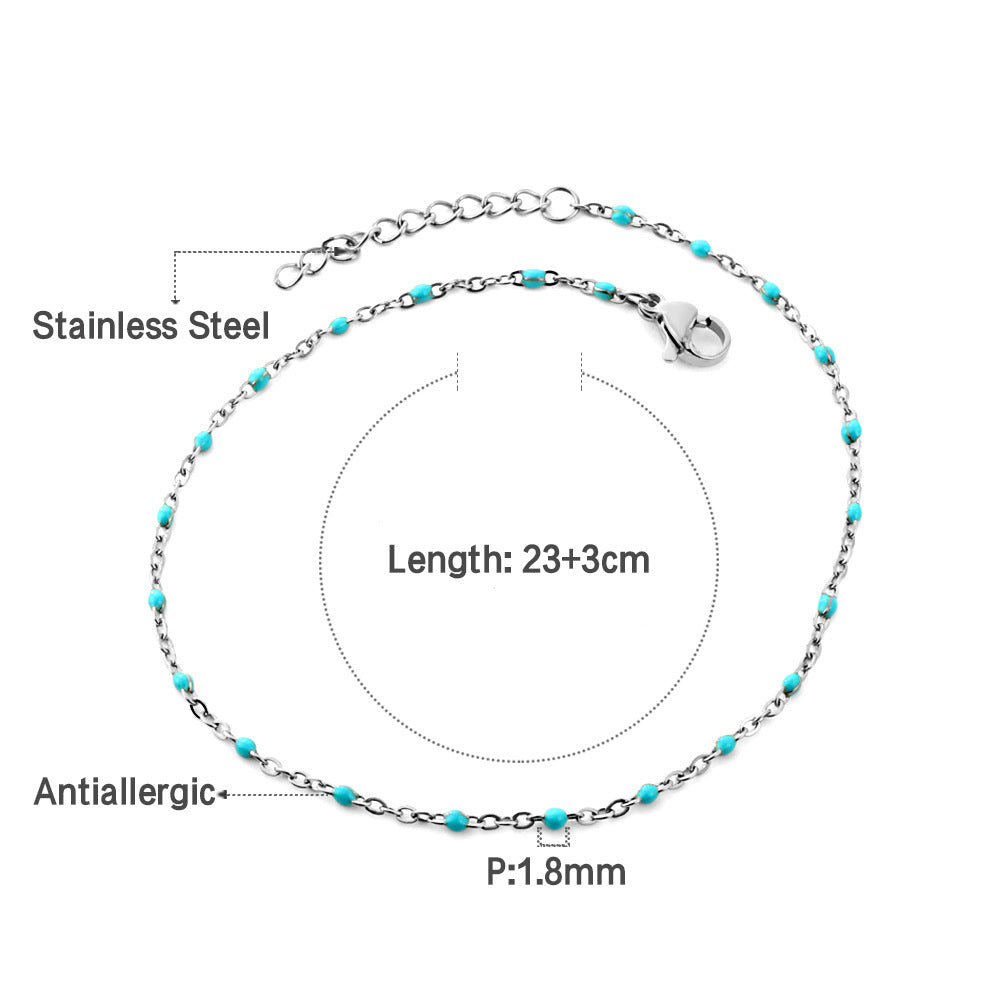 Damen Edelstahl Fußkette mit antiallergischen Perlen Shop Nory