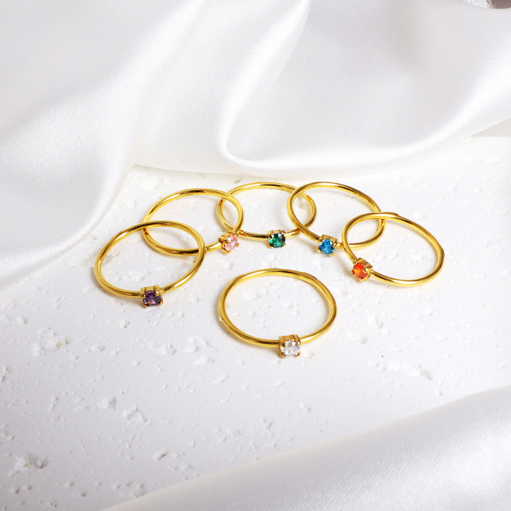 Damen Ring mit funkelndem blauen Zirkonia aus hochwertigem Edelstahl und goldplattierter Oberfläche Shop Nory