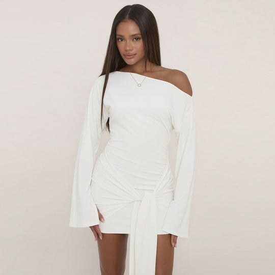 Damen nan tailliertes Wickelshirt mit weiten Trompetenärmeln und extra langem Bindeband Shop Nory