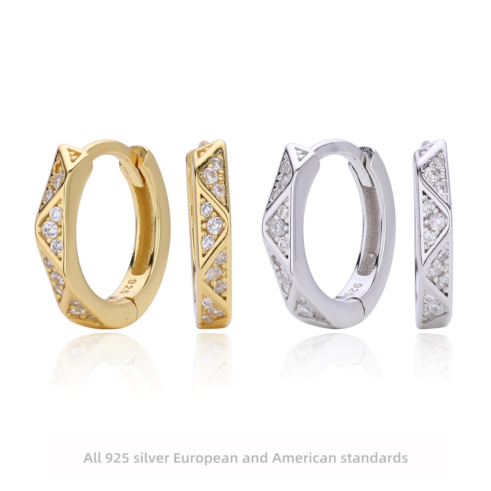 Damen Ohrringe mit funkelnden Zirkonsteinen aus hochwertigem 925 Sterling Silber Shop Nory