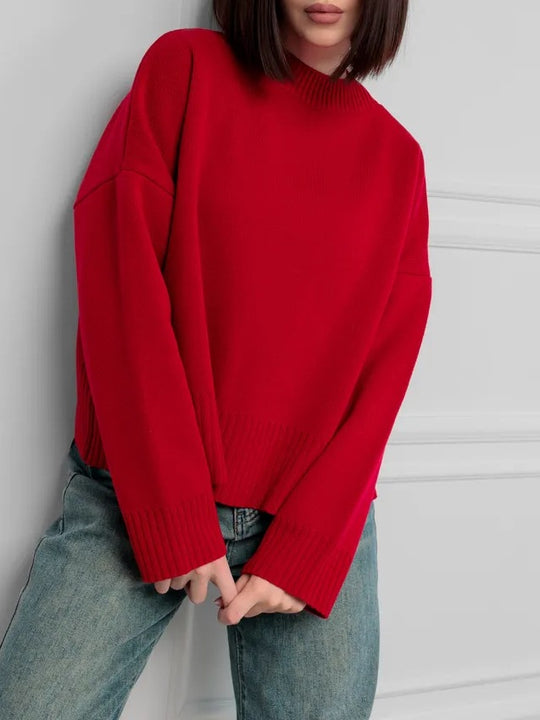 Damen Bequemer Strickpullover mit Rundhalsausschnitt