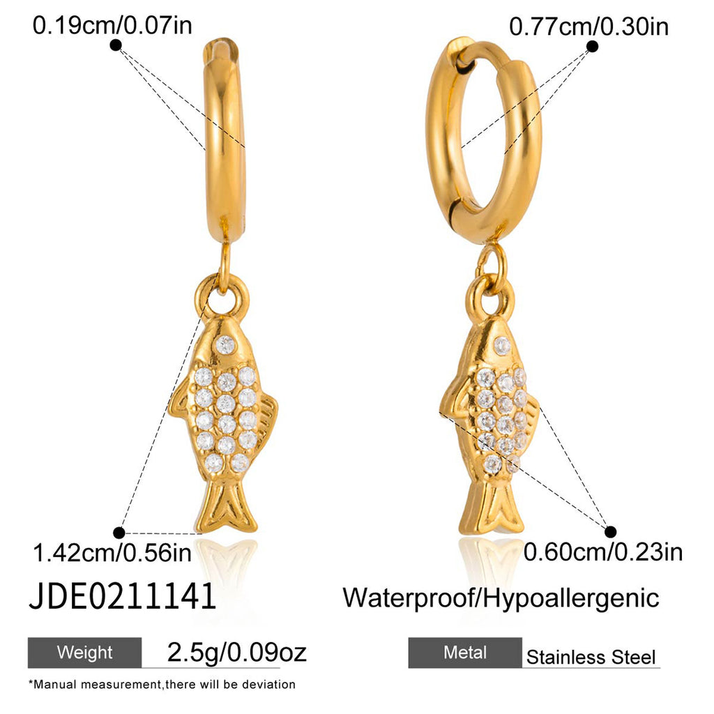 Damen Ohrhänger mit strahlendem Seepferdchen-Motiv und hypoallergener Edelstahlverarbeitung Shop Nory