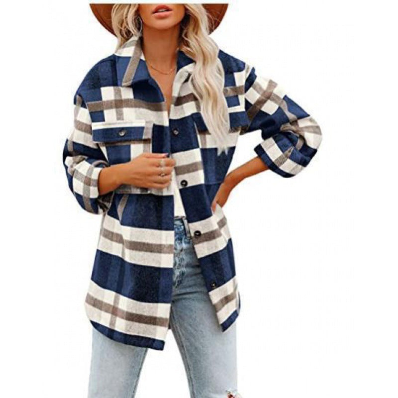 Damen Flanelljacke im lässigen Karomuster